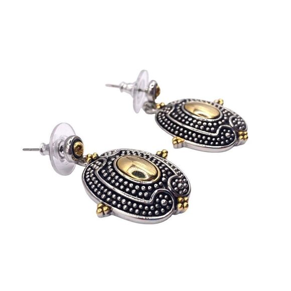 Mixed metal antique tone dangle earrings - Picture 2 of 4